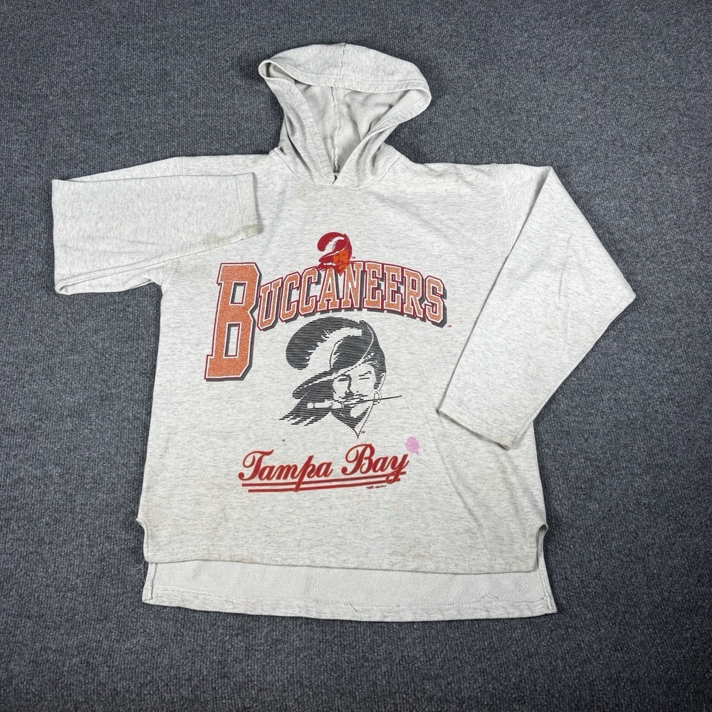 Vintage Tampa Bay Buccaneers 1993 Gray Pullover Hoodie 90s Graphic Old Logo - Picture 1 of 6